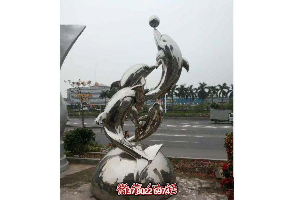 不銹鋼海豚雕塑，玩起來(lái)讓街道飛躍！