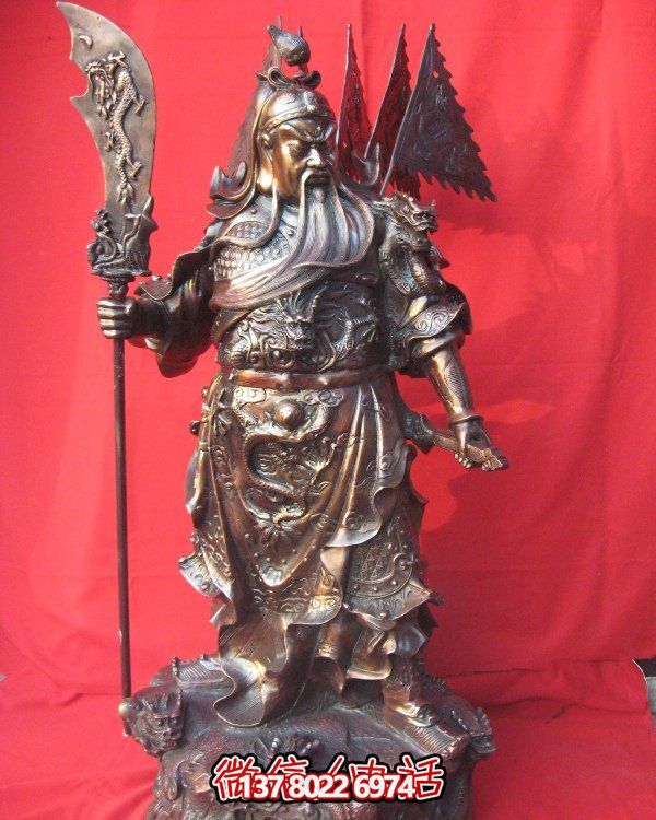 大型古風(fēng)銅雕財(cái)神武擺件