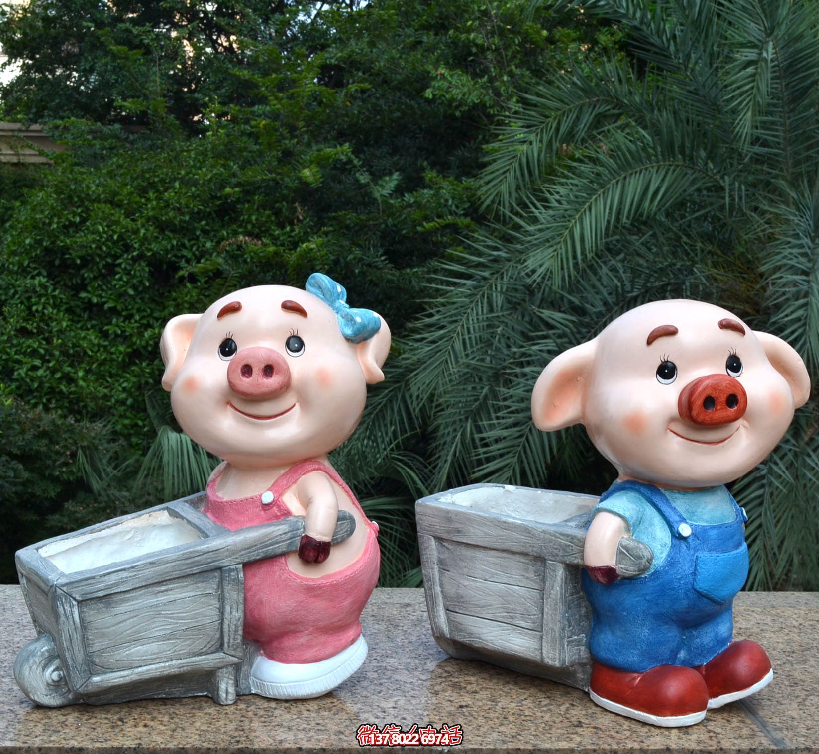 玻璃鋼彩繪雕塑拉車(chē)，美化公園景觀