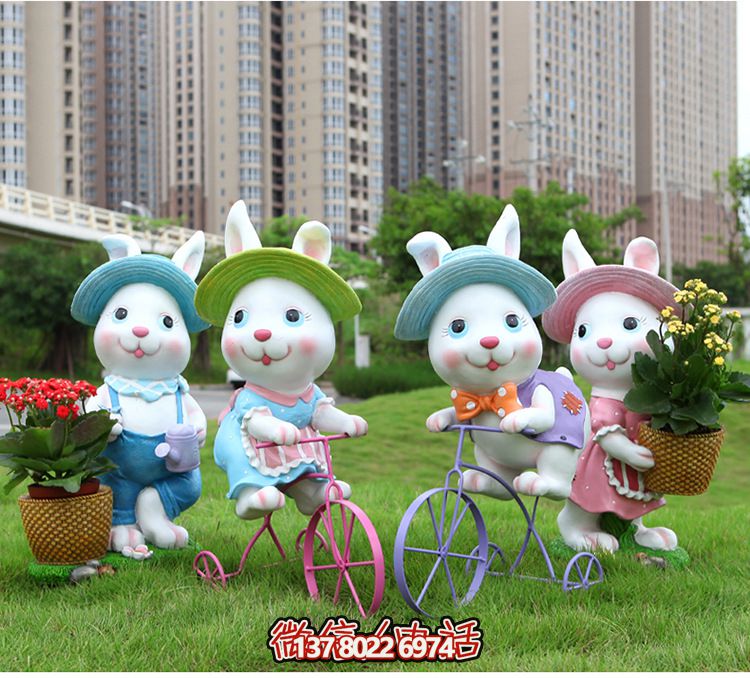 可愛(ài)兔子雕塑，為您的草坪添彩