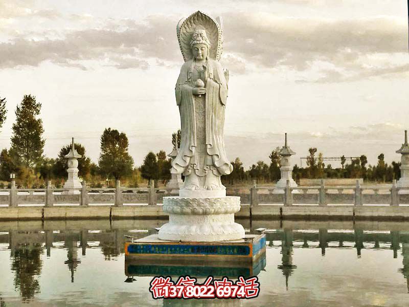 大型漢白玉石雕觀音雕塑，讓你的戶(hù)外景區(qū)更加完美