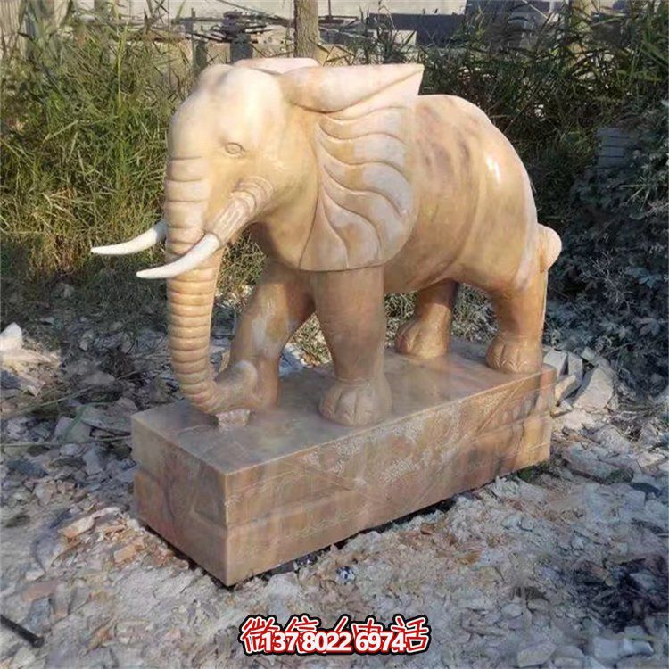 自然石材雕塑，吉祥大象守護(hù)家門