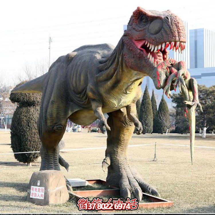 玻璃鋼仿真恐龍雕像，為動(dòng)物園、園林等戶外場所擺放