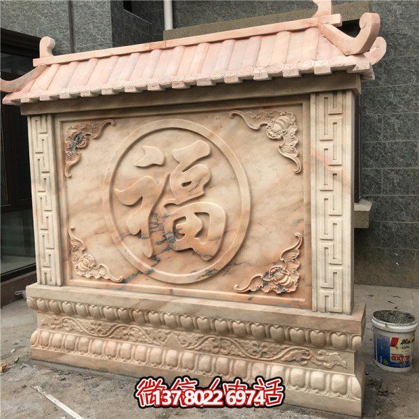 福運(yùn)紅石雕晚霞影壁——為你的別墅小區(qū)門口帶來祥和之美