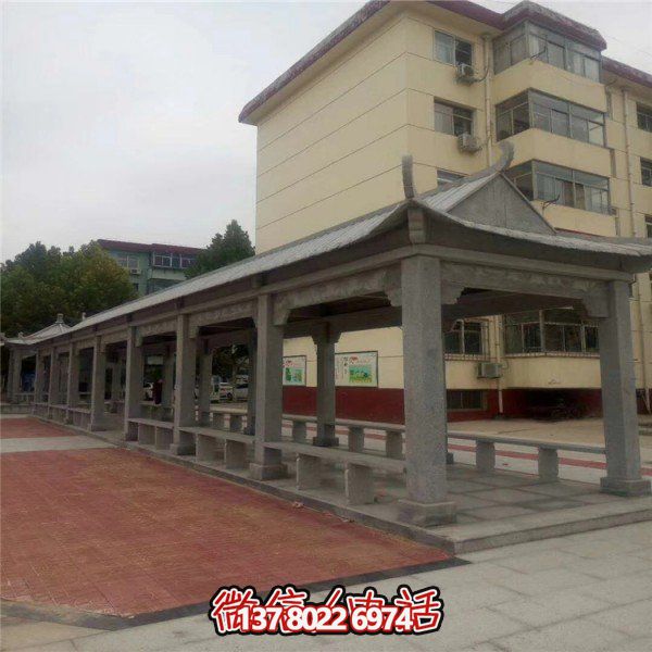 仿古建筑石雕長廊亭子，打造文化小區(qū)廣場雕塑