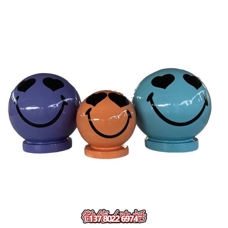 創(chuàng)意玻璃鋼卡通表情車(chē)阻石雕塑擺件