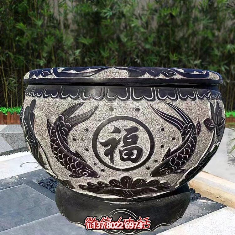 精美青石石雕缸，打造現(xiàn)代園林景觀(guān)