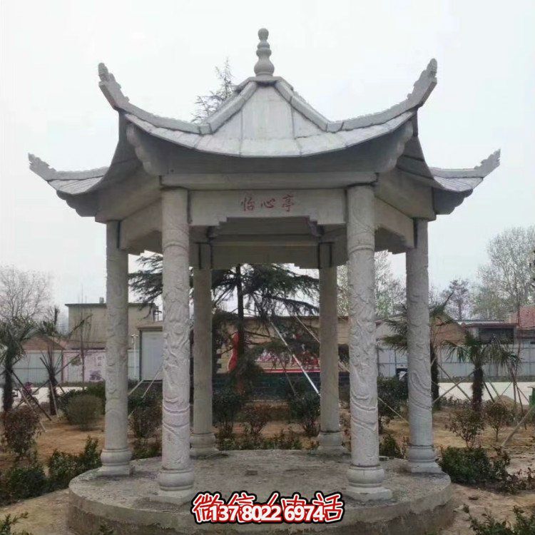 青石仿古石雕涼亭，營(yíng)造寧?kù)o田園風(fēng)情