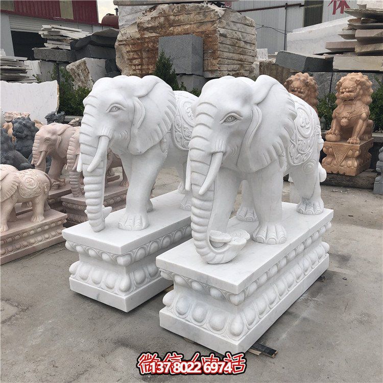 大理石石雕大型動物雕塑，點(diǎn)綴庭院別墅門口