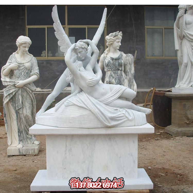 西方天使?jié)h白玉雕塑，美化景區(qū)廣場(chǎng)