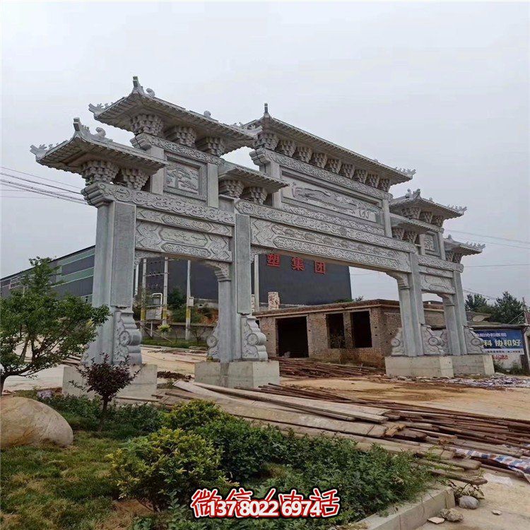 傳承遺韻，游走傳統(tǒng)景觀——大型中式門(mén)樓石雕牌坊