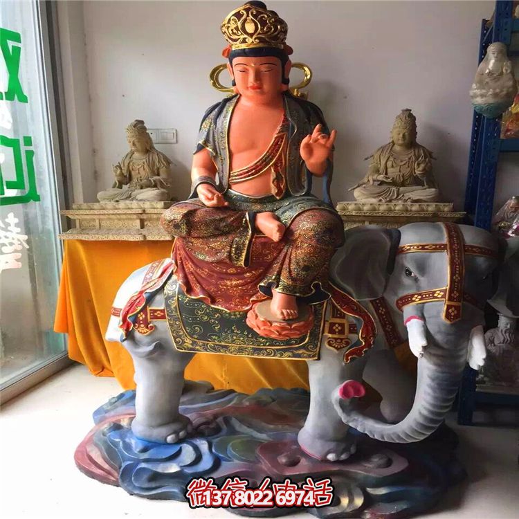 景區(qū)廟宇玻璃鋼彩繪坐著大像上的菩薩文殊普賢雕塑 景區(qū)廟宇玻璃鋼彩繪坐著大像上的菩薩文殊普賢雕塑