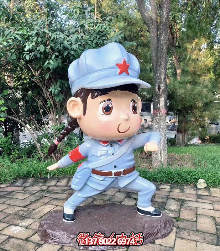 玻璃鋼卡通景區(qū)創(chuàng)意小女孩紅軍雕塑 玻璃鋼卡通景區(qū)創(chuàng)意小女孩紅軍雕塑