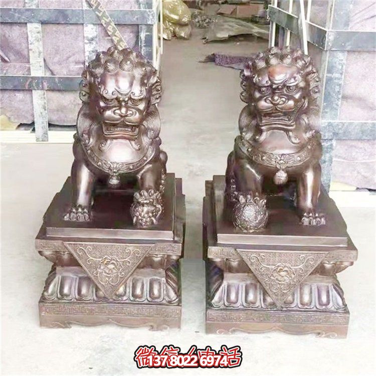 企業(yè)工廠門(mén)口大型銅雕獅子景觀