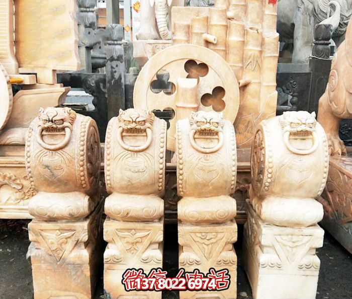 庭院景觀晚霞紅抱鼓石雕塑 庭院景觀晚霞紅抱鼓石雕塑