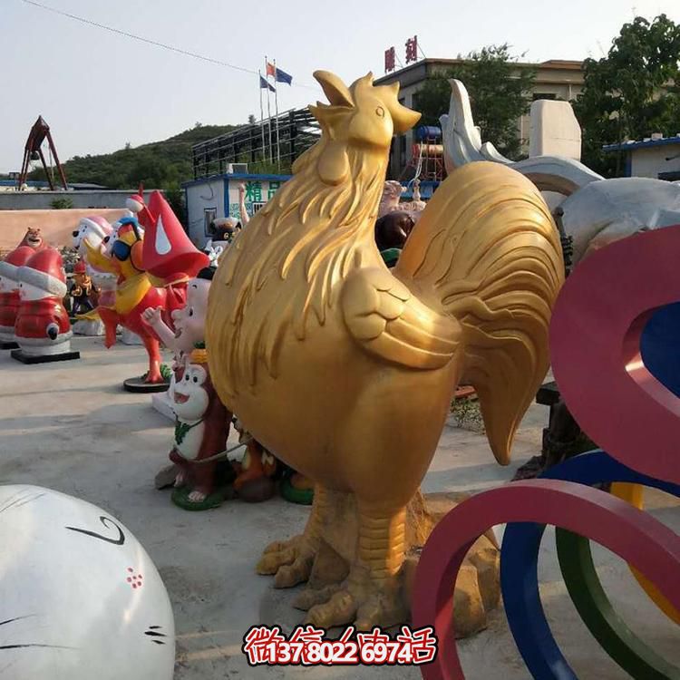 玻璃鋼戶(hù)外農(nóng)村大型公雞雕塑