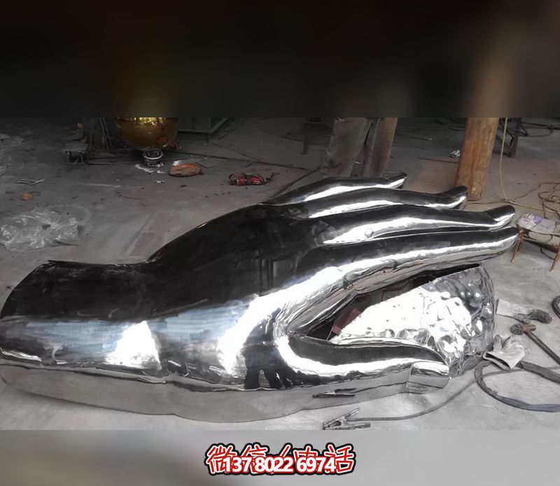 學(xué)校公園擺放拋光亮面不銹鋼手型雕塑 學(xué)校公園擺放拋光亮面不銹鋼手型雕塑