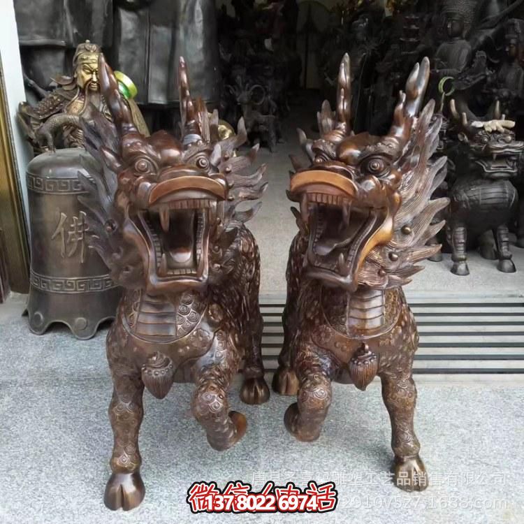 別墅創(chuàng)意不銹鋼仿銅鎮(zhèn)宅麒麟雕塑