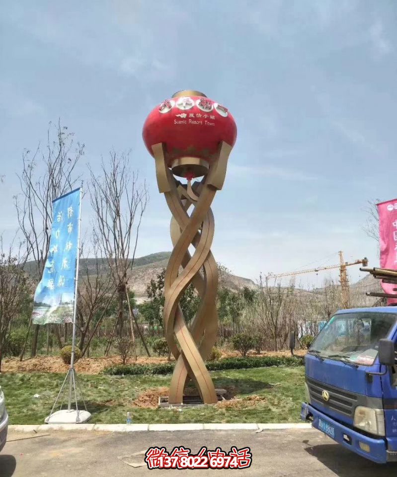 旅游景區(qū)擺放不銹鋼紅燈籠雕塑 旅游景區(qū)擺放不銹鋼紅燈籠雕塑