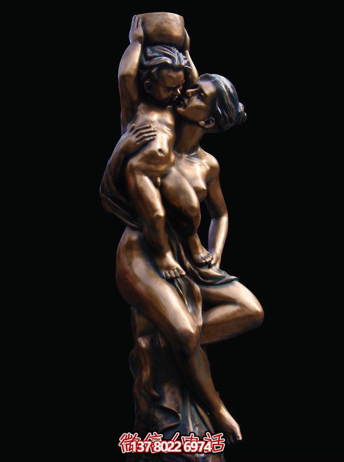 不銹鋼仿銅抽象母子雕塑 不銹鋼仿銅抽象母子雕塑