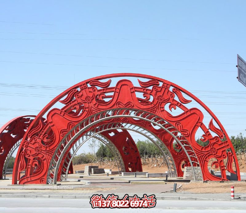 剪影廣場(chǎng)不銹鋼噴漆拱門雕塑 剪影廣場(chǎng)不銹鋼噴漆拱門雕塑