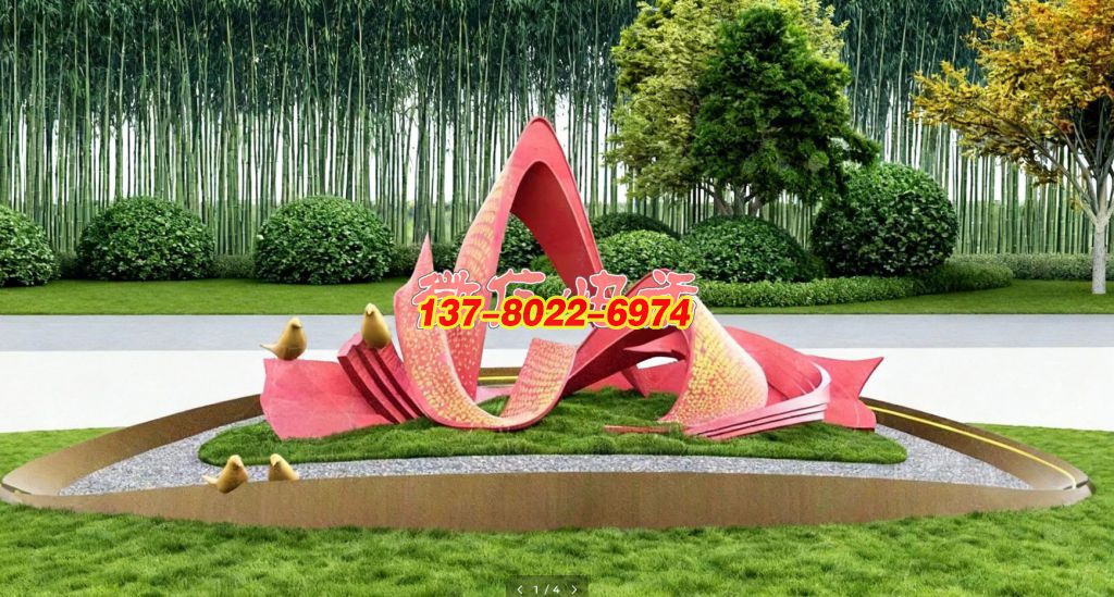 《紅綢詠春?雀語(yǔ)新章》—— 不銹鋼景觀雕塑的詩(shī)意敘事與文化共鳴